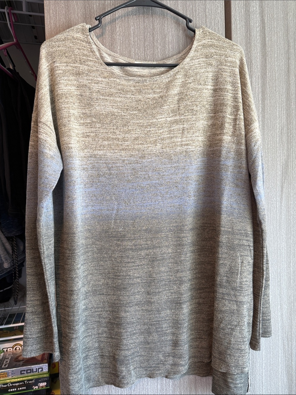 Mystree Marled Scoop Neck Sweater in Cream and Brown